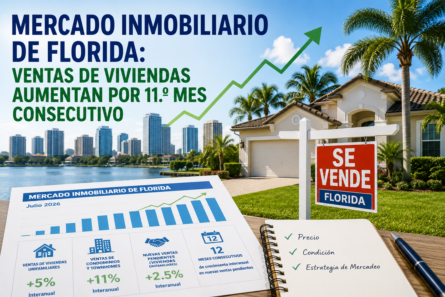 Mercado inmobiliario de Florida julio 2026 con aumento de ventas de viviendas