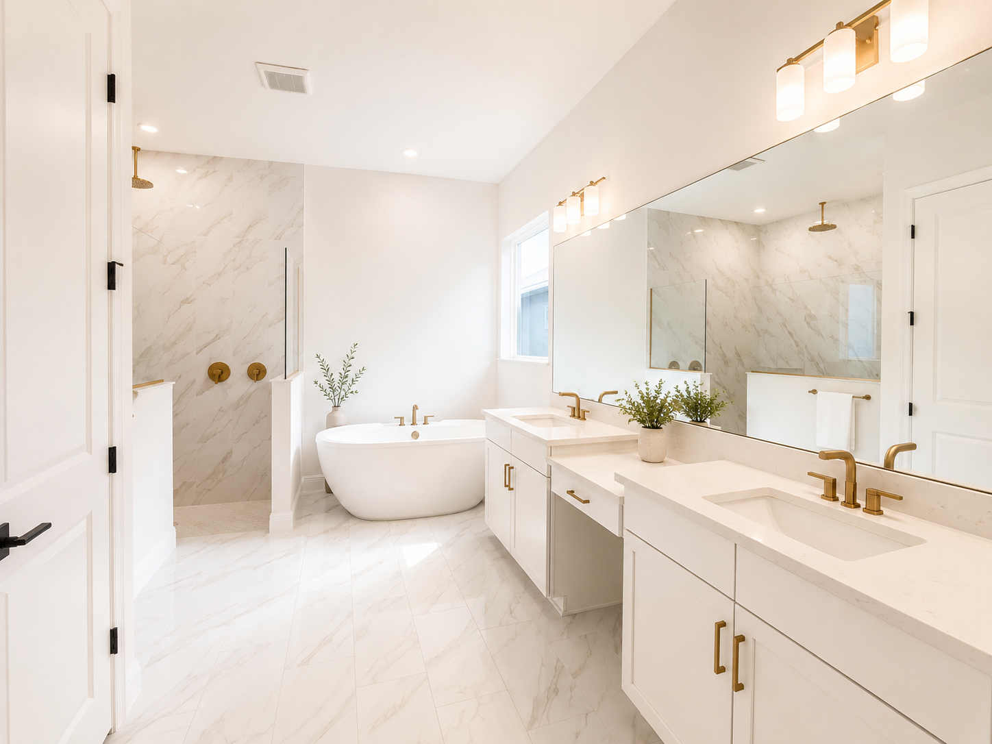 Primary bathroom with freestanding tub and walk-in shower at 14353 Crest Palm Ave Windermere FL